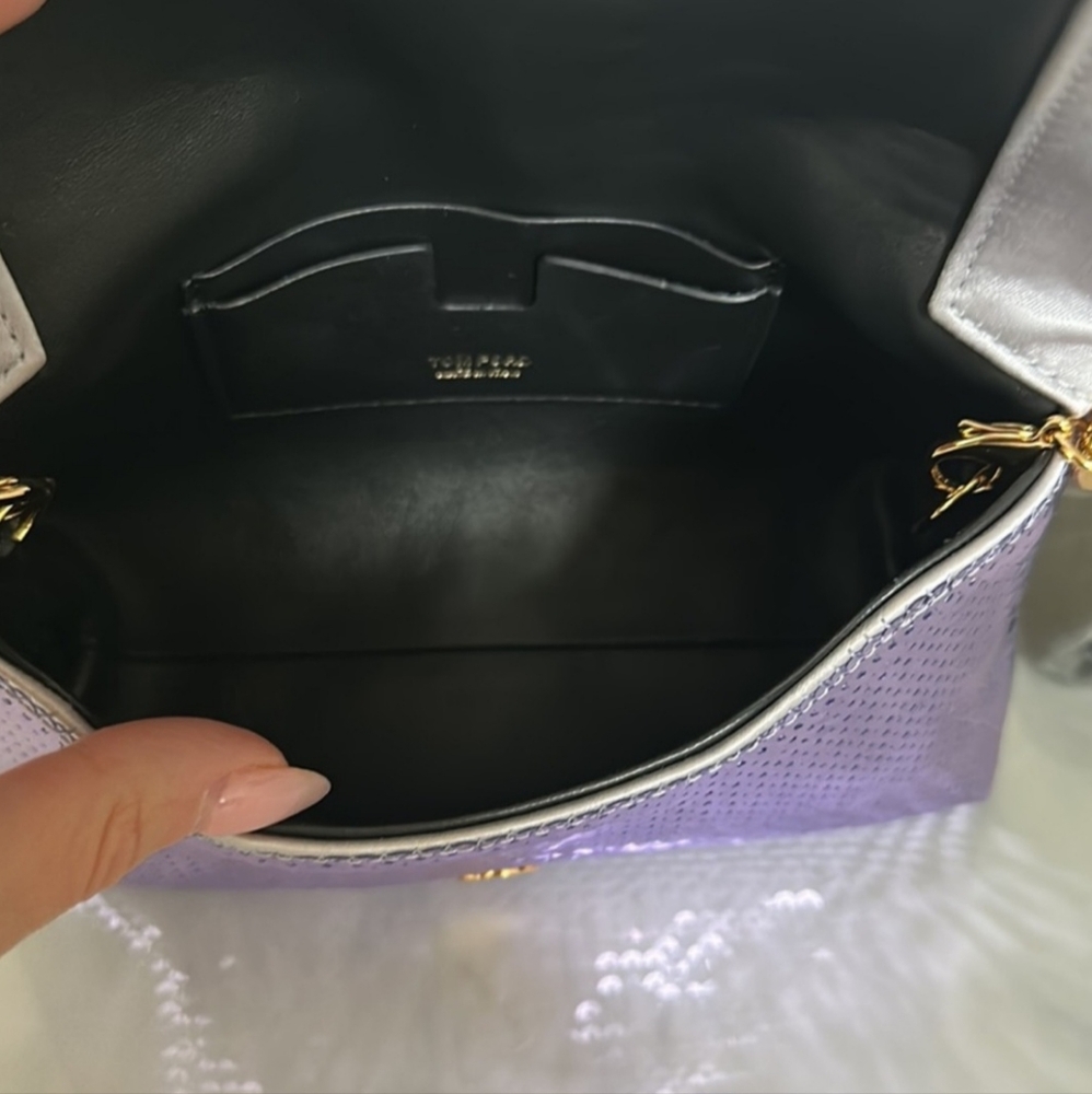 🔥RARE🔥Tom Ford Purple Sequin Clutch with Gold Chain - Picture 8 of 12